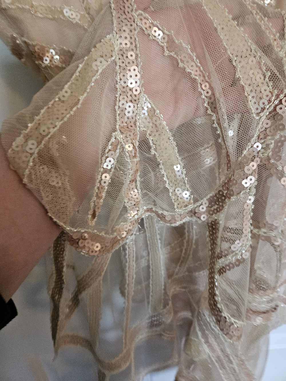 Metme 1920's Beaded V-Neck Slip Dress in Blush - Picture 2 of 5